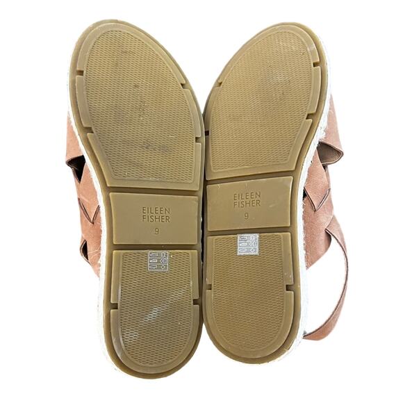 Eileen Fisher Leather Timor Wedge Sandal - Cognac - Sz 9 - Picture 7 of 8